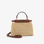 Fendi Peekaboo Mini Brown leather and macramé bag - Image 2